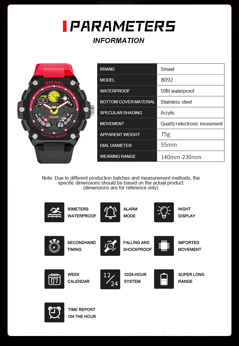 Mens Backlight Alarm Stopwatch Military Digital LED Mens Watch