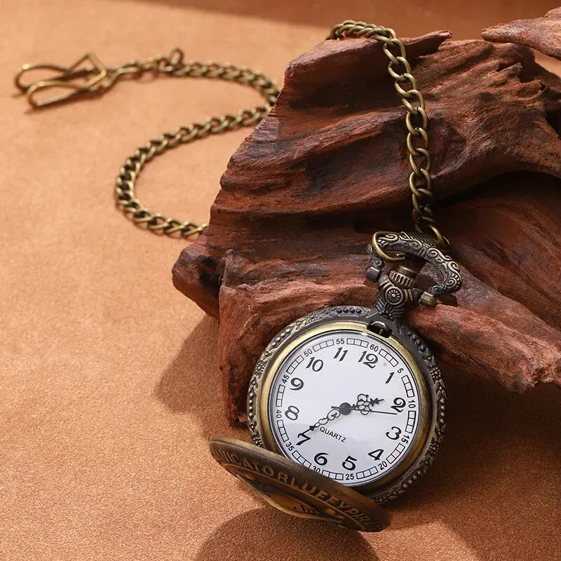 Retro Punk Pirate Captain Quartz Pocket Watch with Bracelet