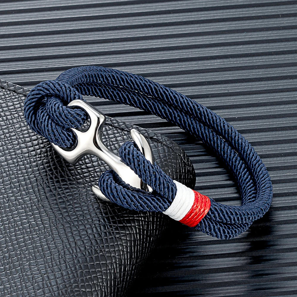 Men Women Nautical Survival Rope Bracelets Stainless Steel Anchor Buckle