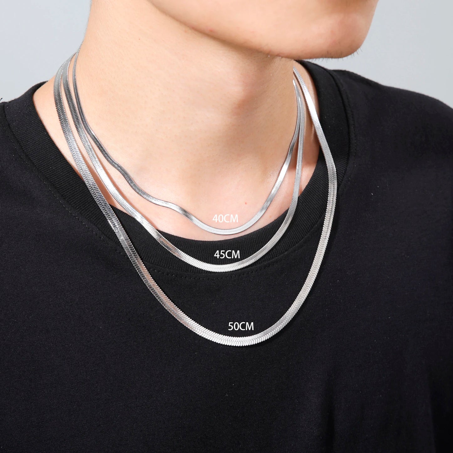 Stainless Steel Snake Chain Necklace for Women Men Herringbone Choker