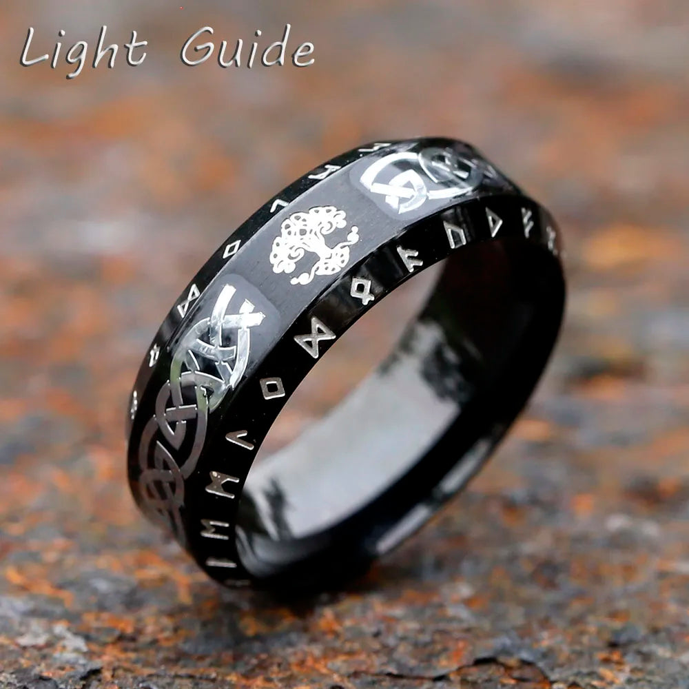 Nordic Viking Letter Fashion Simple Stainles Steel Rune Ring