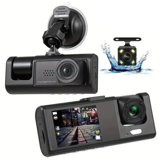 DVR HD 1080P 3-Lens Inside Vehicle Dashcam - On Sale On