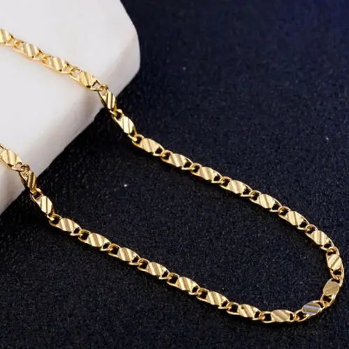 925 Sterling Silver 18K Gold 2MM Flat Clavicle Chains Necklaces for Men Women