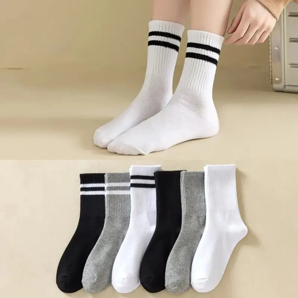 6 Pairs Womens Mid Socks Breathable Comfortable Sweat Absorbing