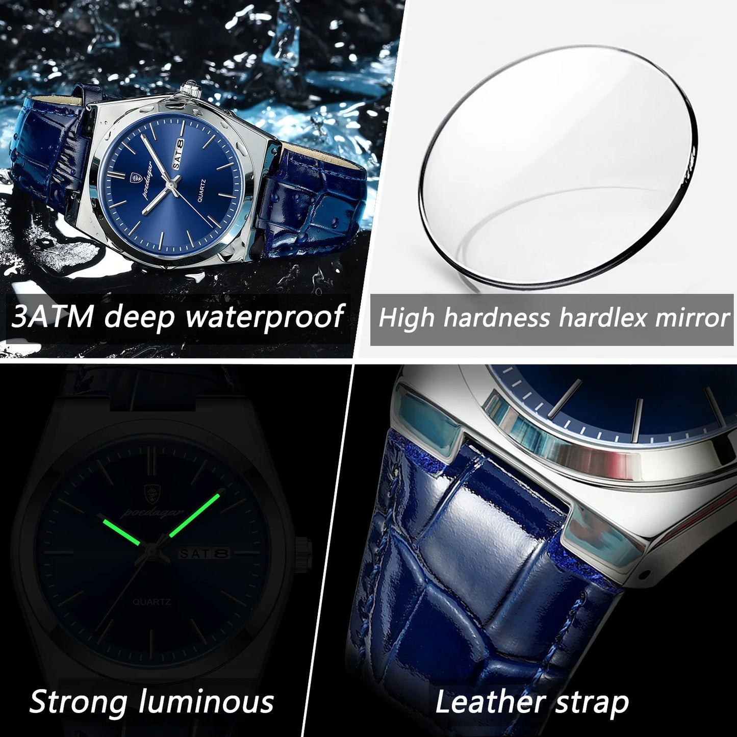 Luxury Watch Mens Military Leather Quartz Waterproof Luminous Wristwatch