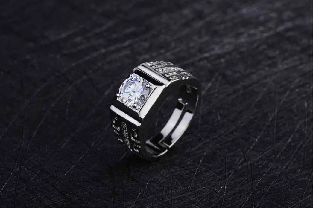 Charm 925 Sterling Silver Rings For Men Shining crystal