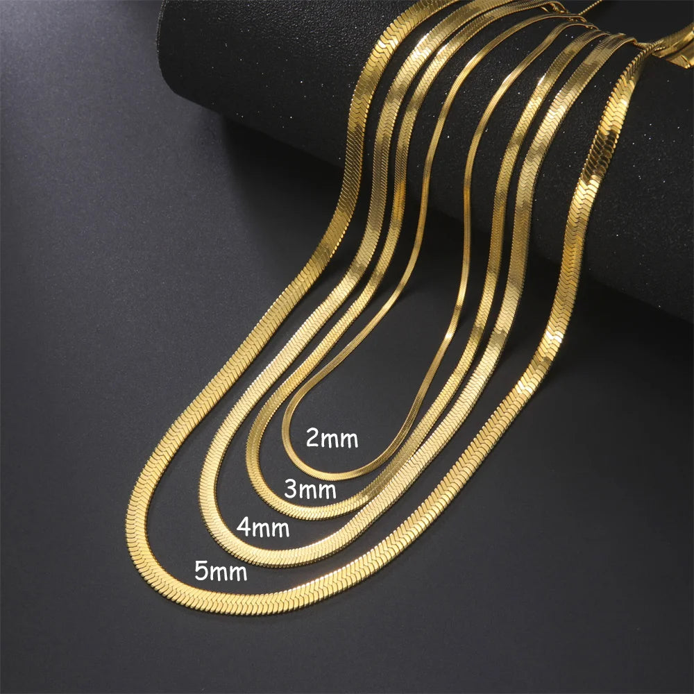 Stainless Steel Snake Chain Necklace for Women Men Herringbone Choker