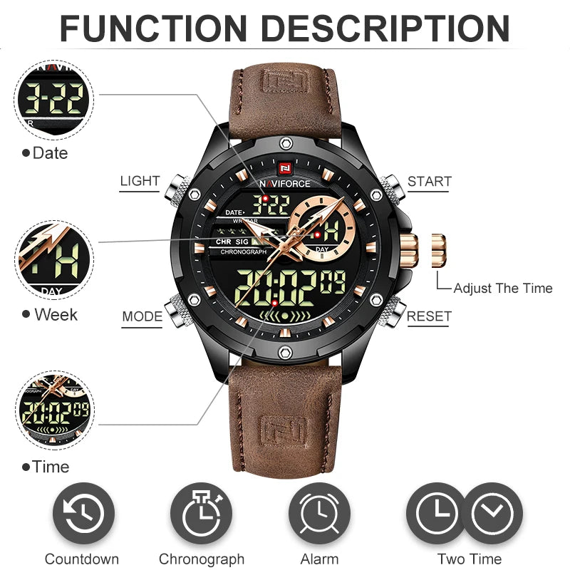 Digital Mens Military Watch Waterproof LED Quartz Sport Wristwatch