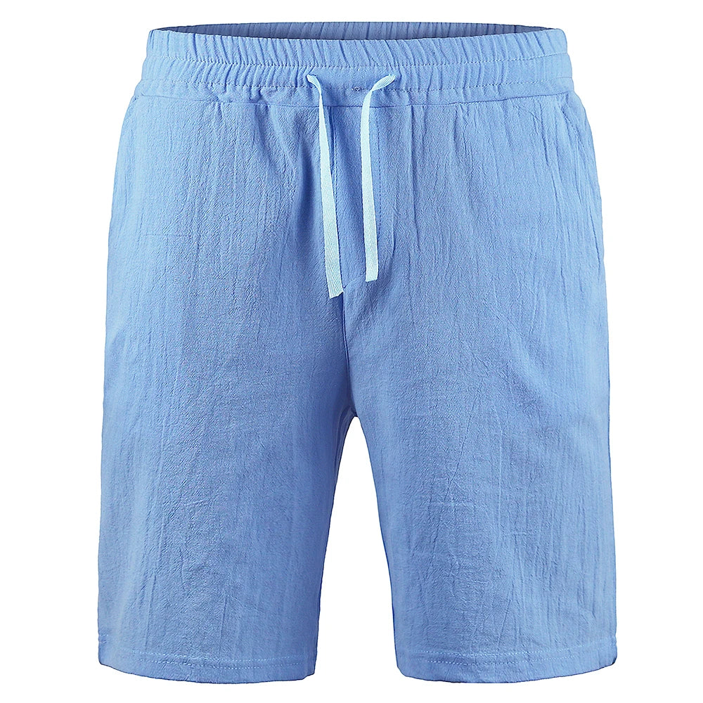 Mens Cotton Linen Shorts Pants Male Summer Breathable Trousers