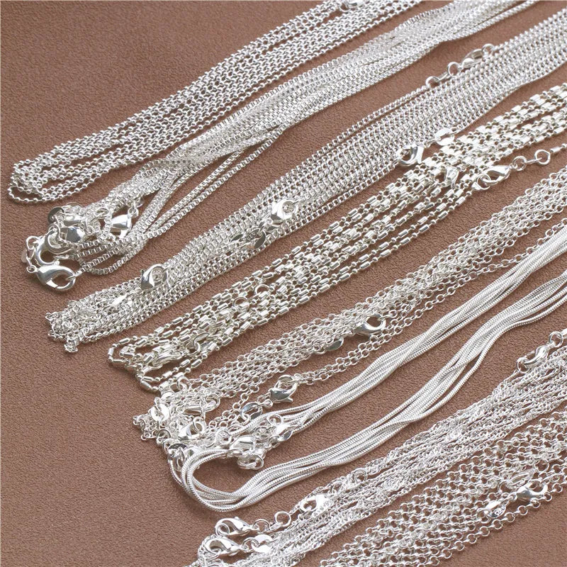 1pcs 925 Sterling Silver Rolo Bead Figaro Chain Necklace for Men Women