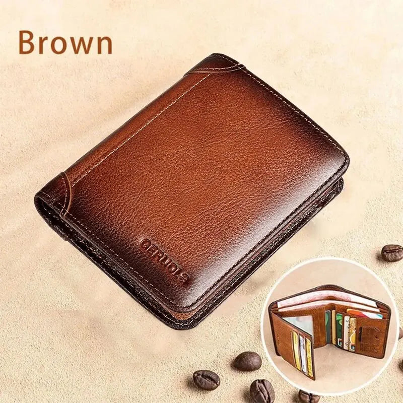 Leather Rfid Protection Mens Wallet Card Holder