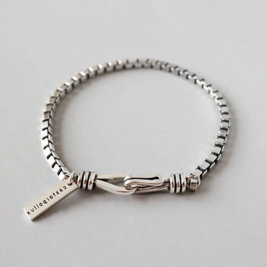 925 Sterling Silver Geometric Bracelet Simple Charm for Women