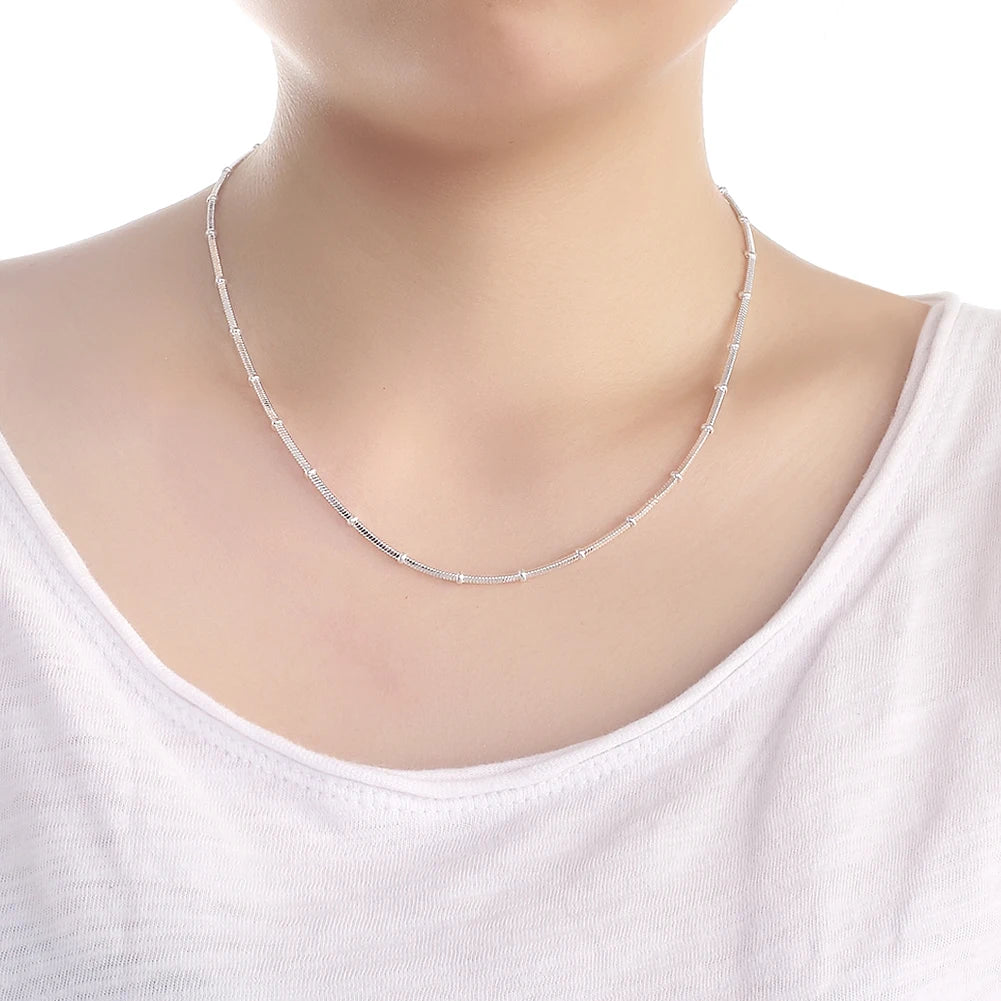 925 Sterling Silver Snake Chain Womens Necklace Jewelry European Style