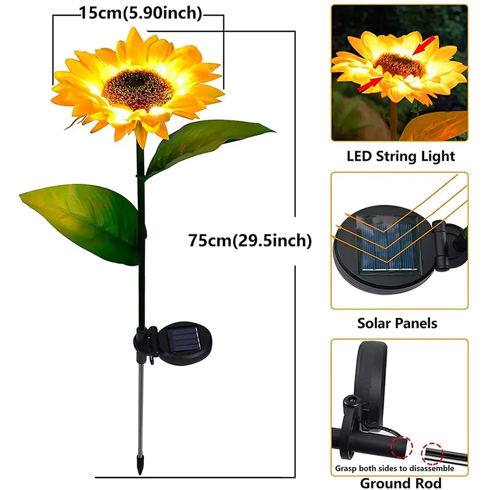 LED Solar Sunflower Outdoor Lawn Light IP65 Waterproof