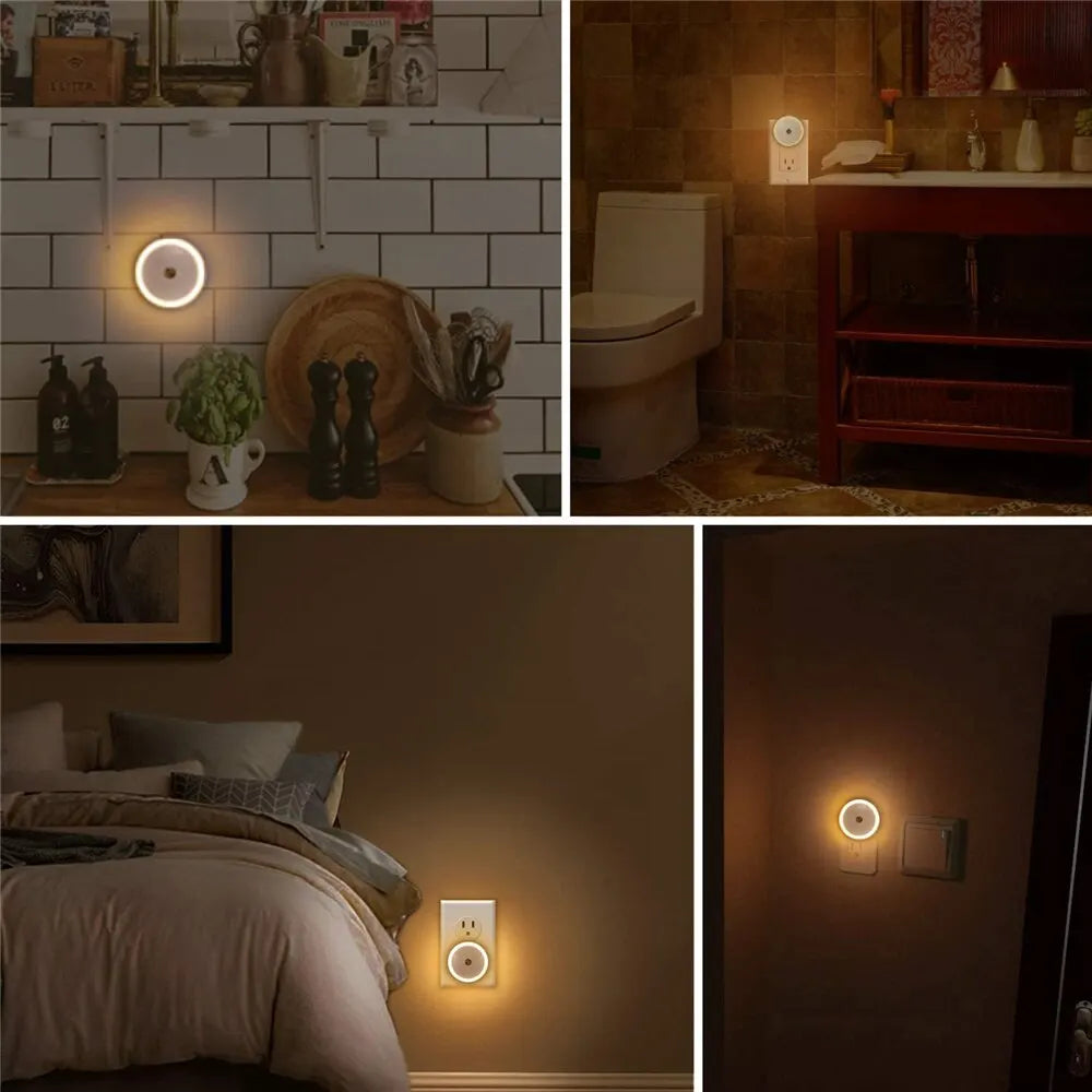 LED Round White Night Light Dusk To Dawn Sensor