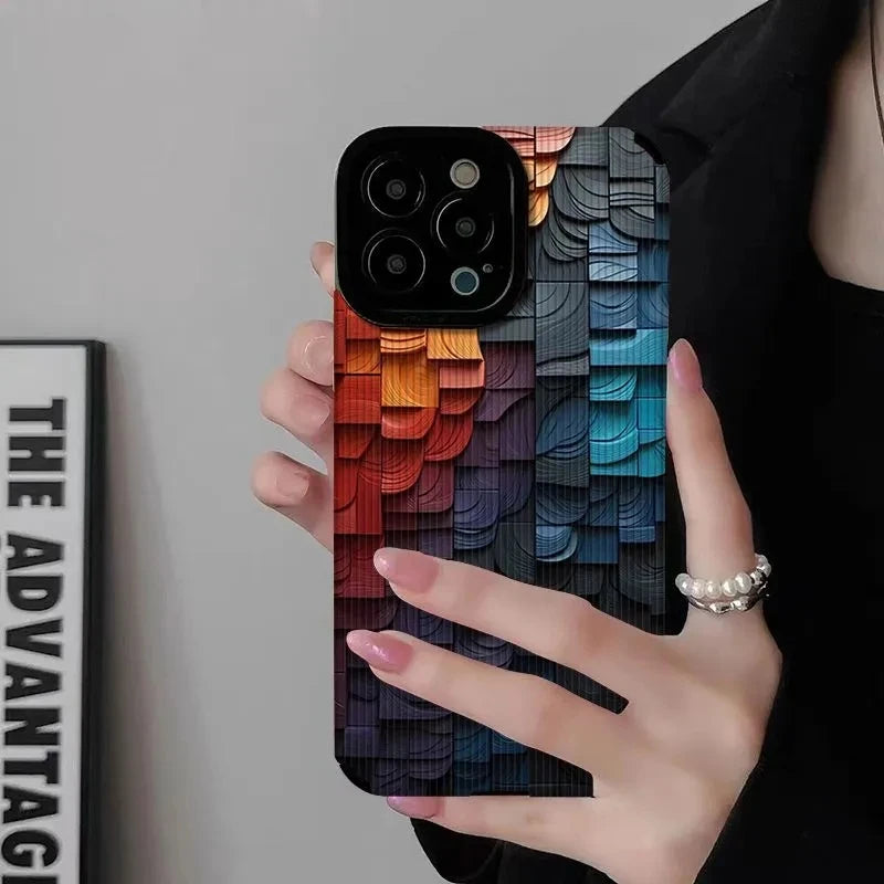 Fashion Dazzling Color Stacked Blocks Case For iPhone 15 14 13 12 11 Pro Max