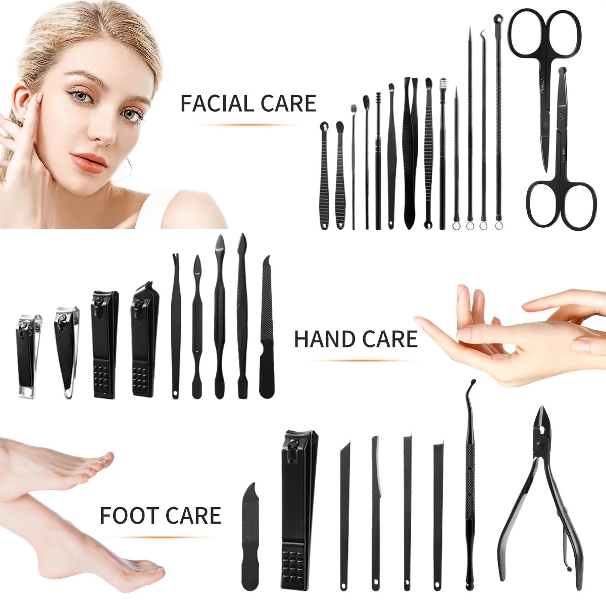 Premium Grooming Kit for Nails Includes Facial and Toenail Care Tools