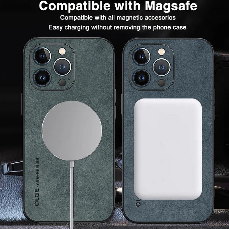 Magnetic For Magsafe Leather Phone Case For iPhone 15 14 13 12 11