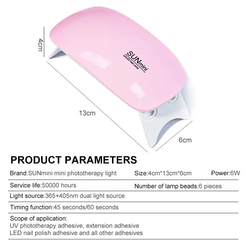 6W Mini Nail Dryer Machine Manicure Lamp For Drying Polish Varnish