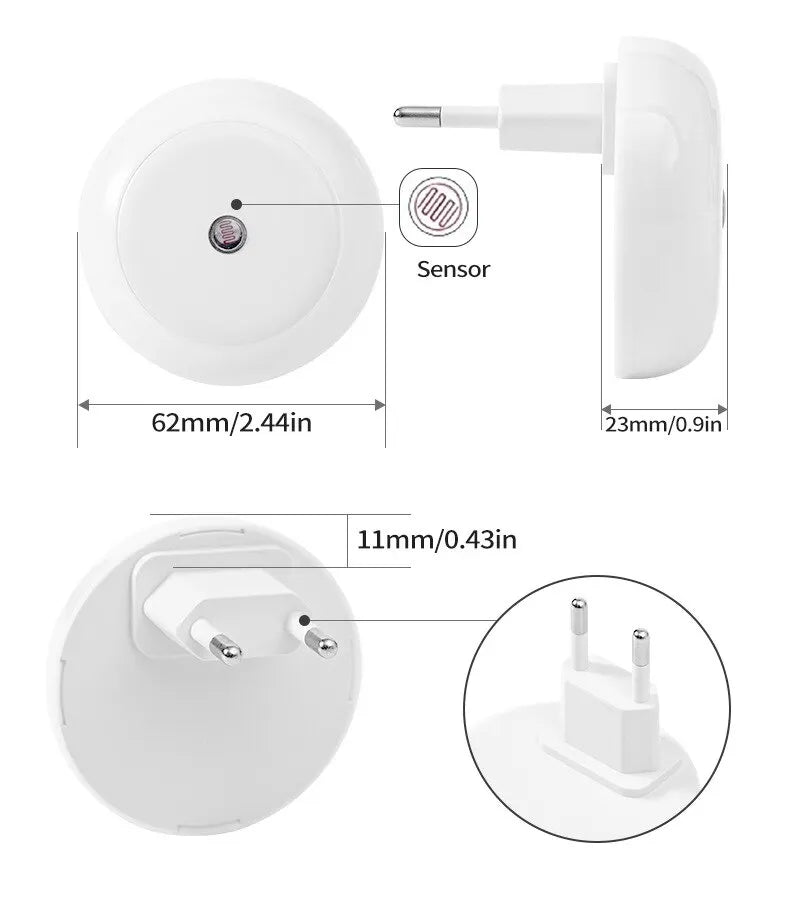 LED Round White Night Light Dusk To Dawn Sensor