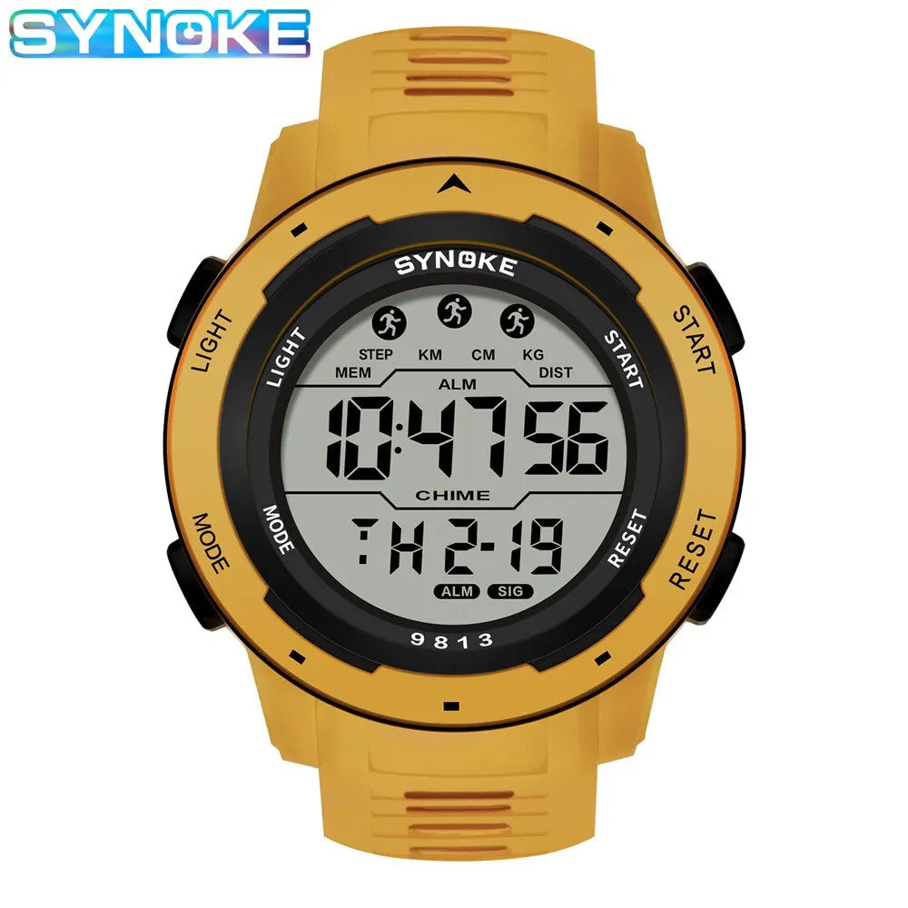 SYNOKE Mens Sports Waterproof 50m Digital Watch