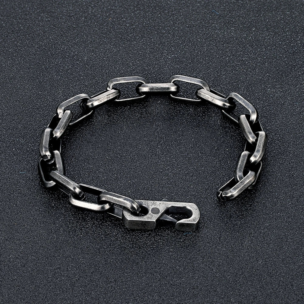 Locomotive Vintage Oxidized Men Punk Stainless Steel Motorcycle Bracelet