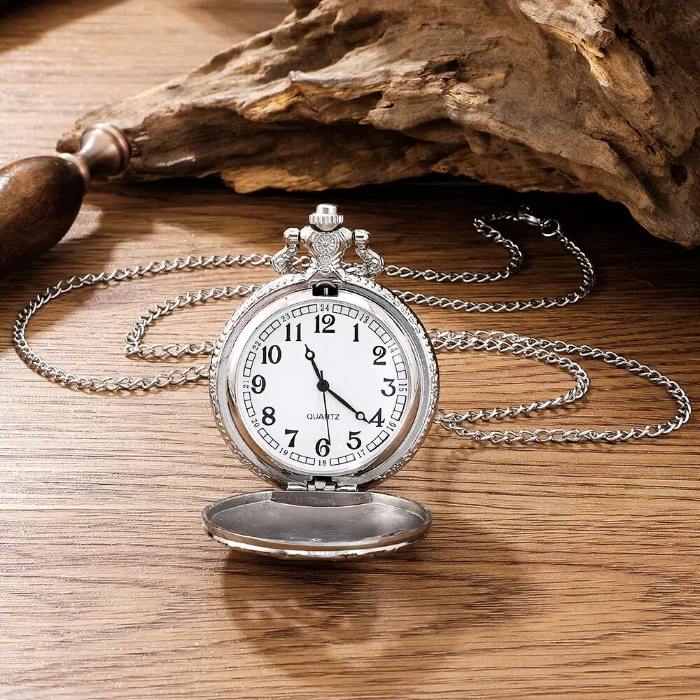 Steam Train Design Pocket Watch Chain Necklace