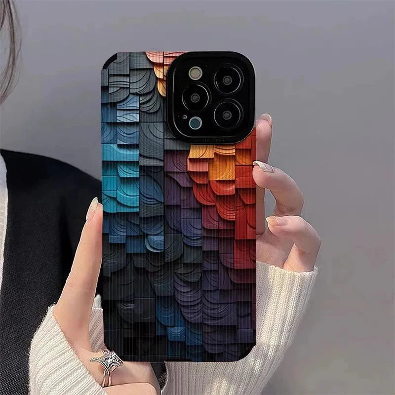 Fashion Dazzling Color Stacked Blocks Case For iPhone 15 14 13 12 11 Pro Max