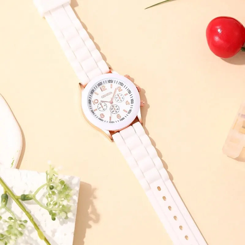 Womens White Silicone Jelly Quartz Watch