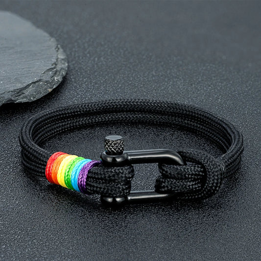 Unisex Stainless Steel U shape Trendy Rainbow Couple Bracelet