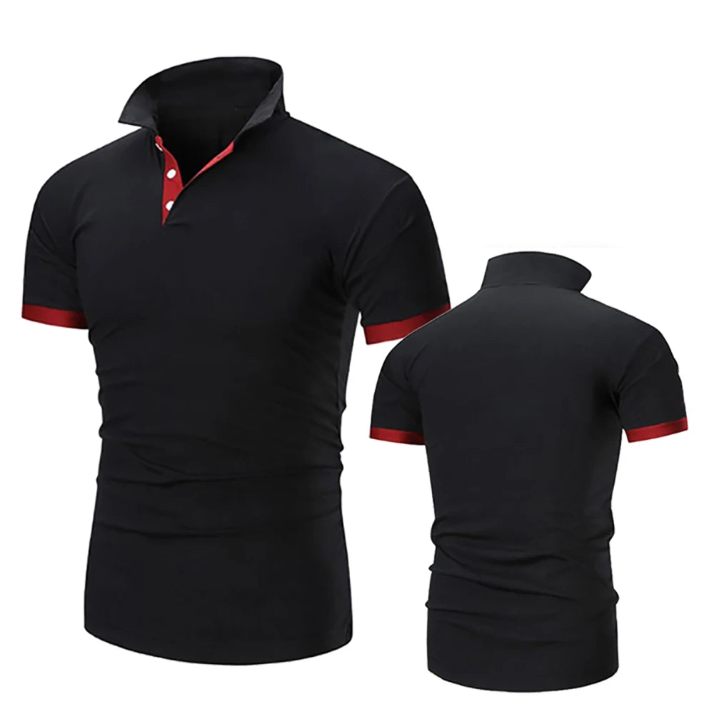 Summer Mens Collar Hollow Short Sleeved Polo Shirt Breathable