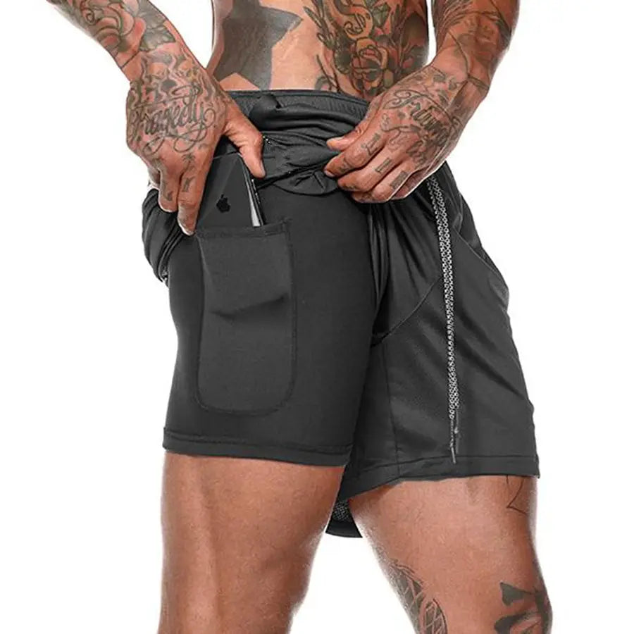 Mens Sport Shorts Cool Sportswear Double Deck Running Shorts