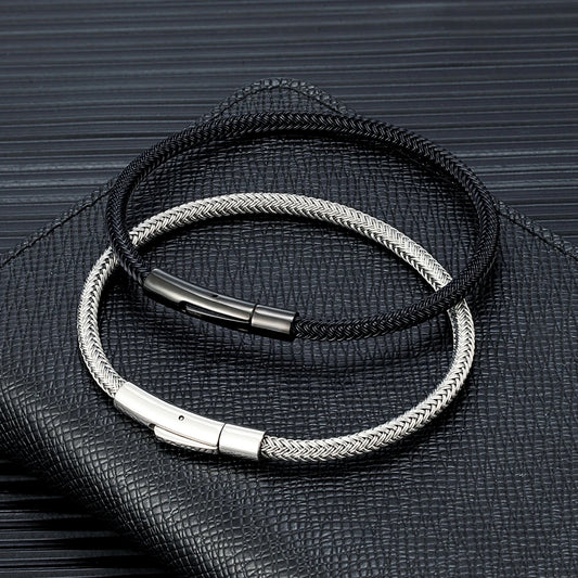 Punk Simple Style Mens Non Fading Steel Wire Rope Bracelet