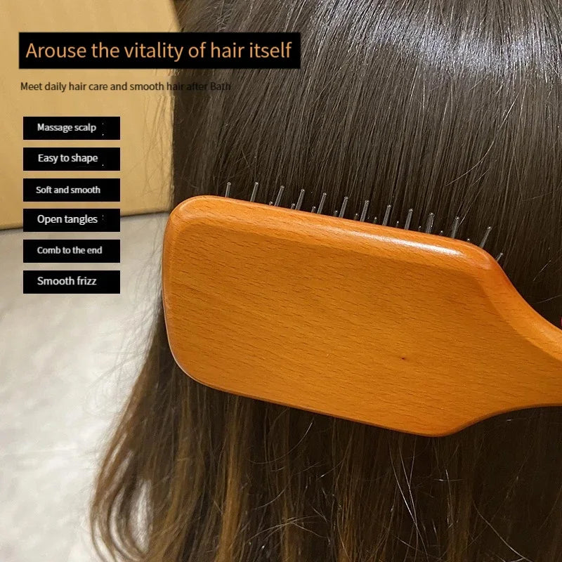 Wooden Airbag Massage Comb Scalp Care Female Curly Hair