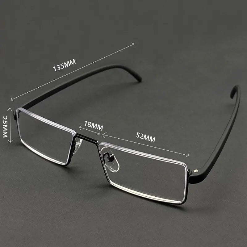 Metal Anti Blue Light Reading Glasses Men Half Frame Prescription