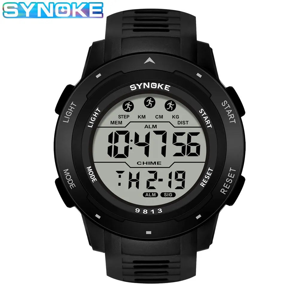 SYNOKE Mens Sports Waterproof 50m Digital Watch