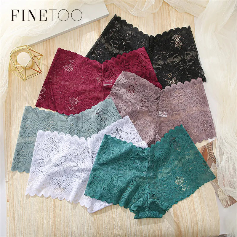 3pcs Lace Boyshort Panties Women Low Rise Floral Underwear