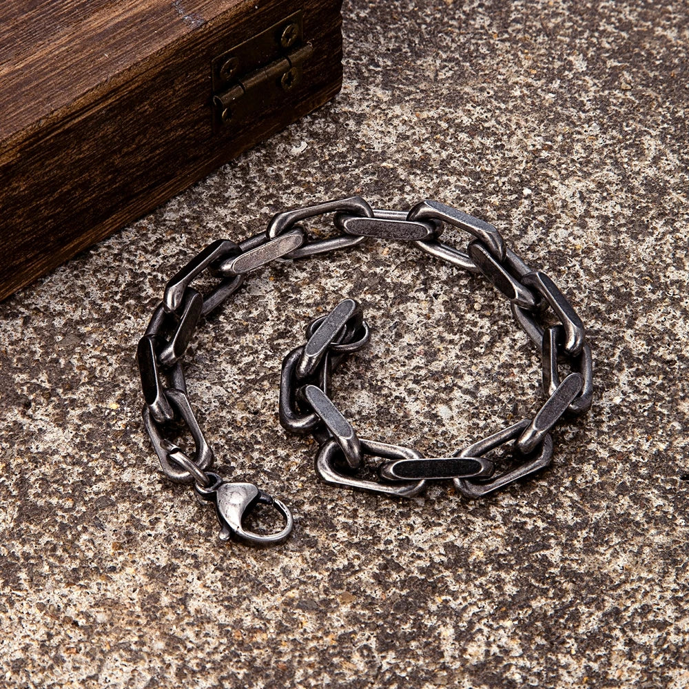 Locomotive Men Punk Rock Bicycle Chain Bracelet Stainless Steel Vintage Oxidized