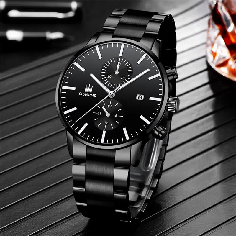 Mens Fashion Quartz Watch Stainless Steel Bracelet