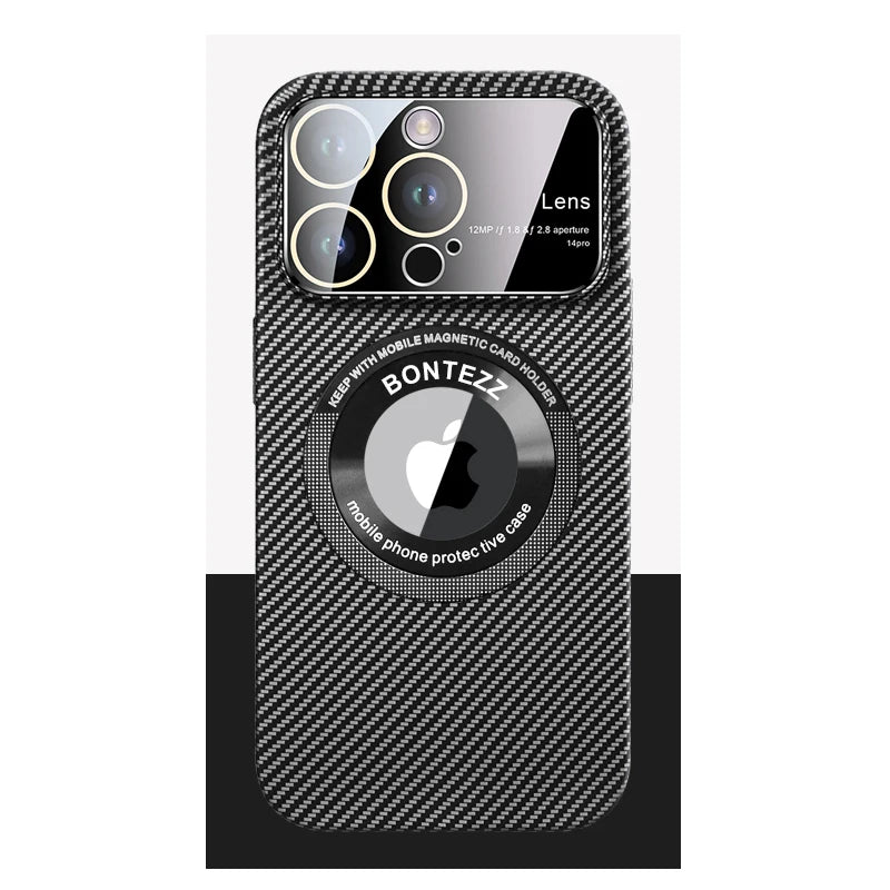 Carbon Fiber Large Lens Phone Case For iPhone 12 13 14 Pro Max