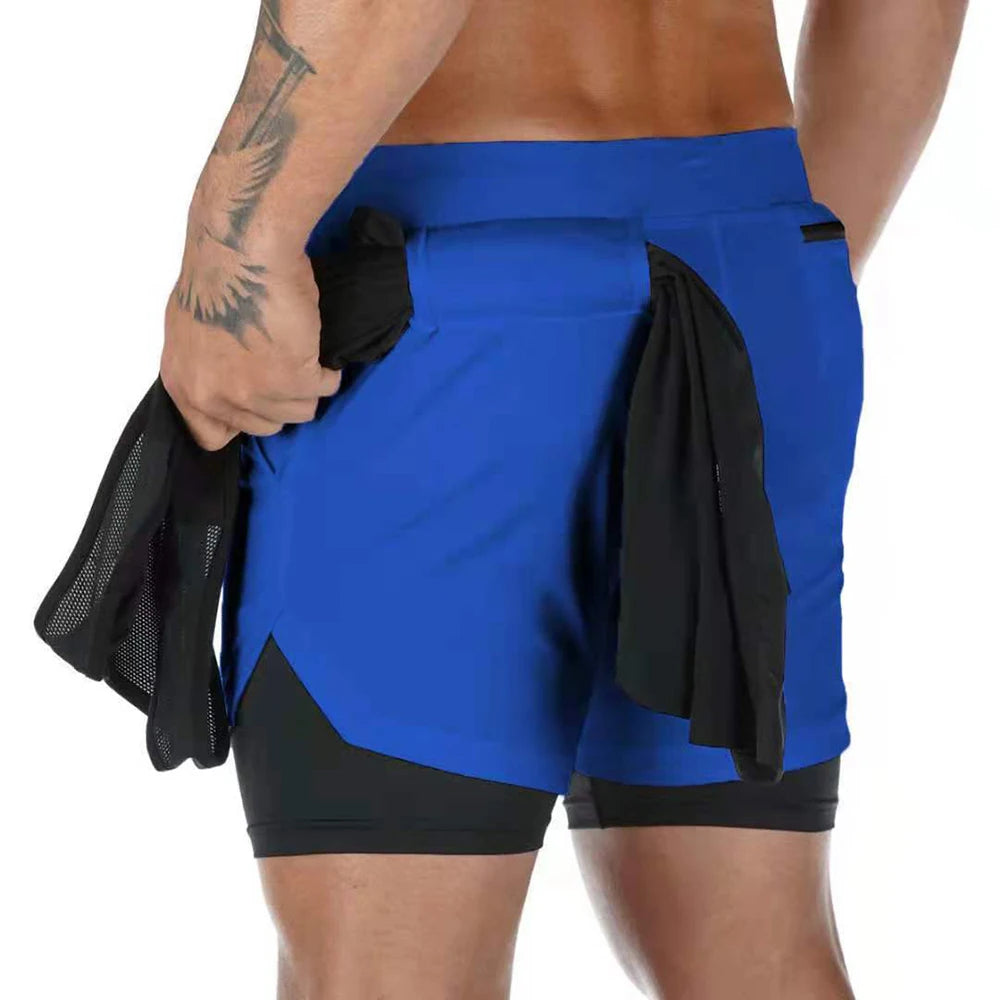 Mens Running Shorts 2 In 1 Double Deck Sport Shorts Sportswear