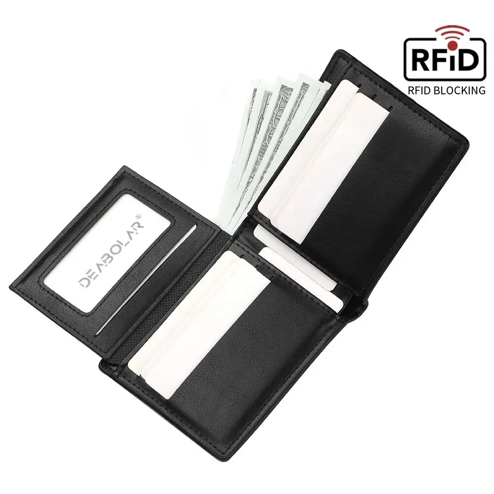 Rfid Mens Card Holder Slim Wallet PU Leather