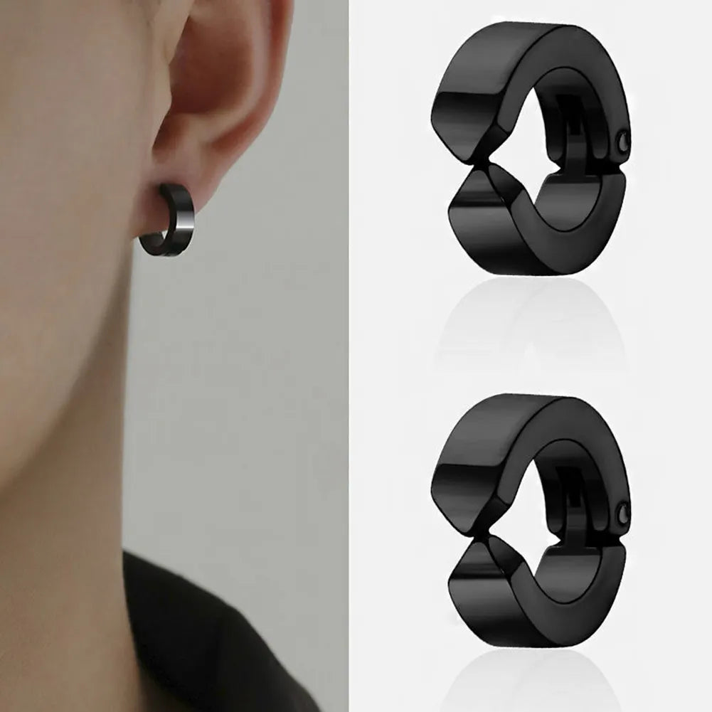 Punk Non Piercing Clip Unisex Titanium Steel Magnetic Type Stud Earrings