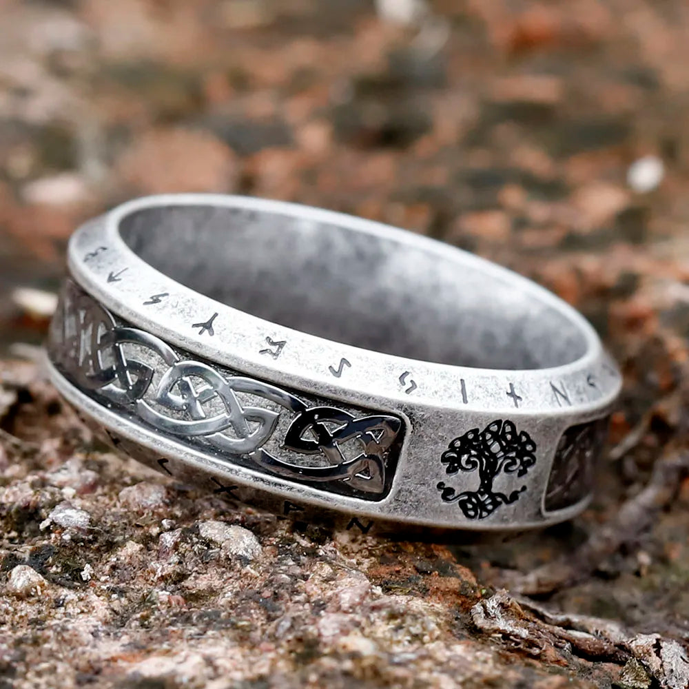 Nordic Viking Letter Fashion Simple Stainles Steel Rune Ring