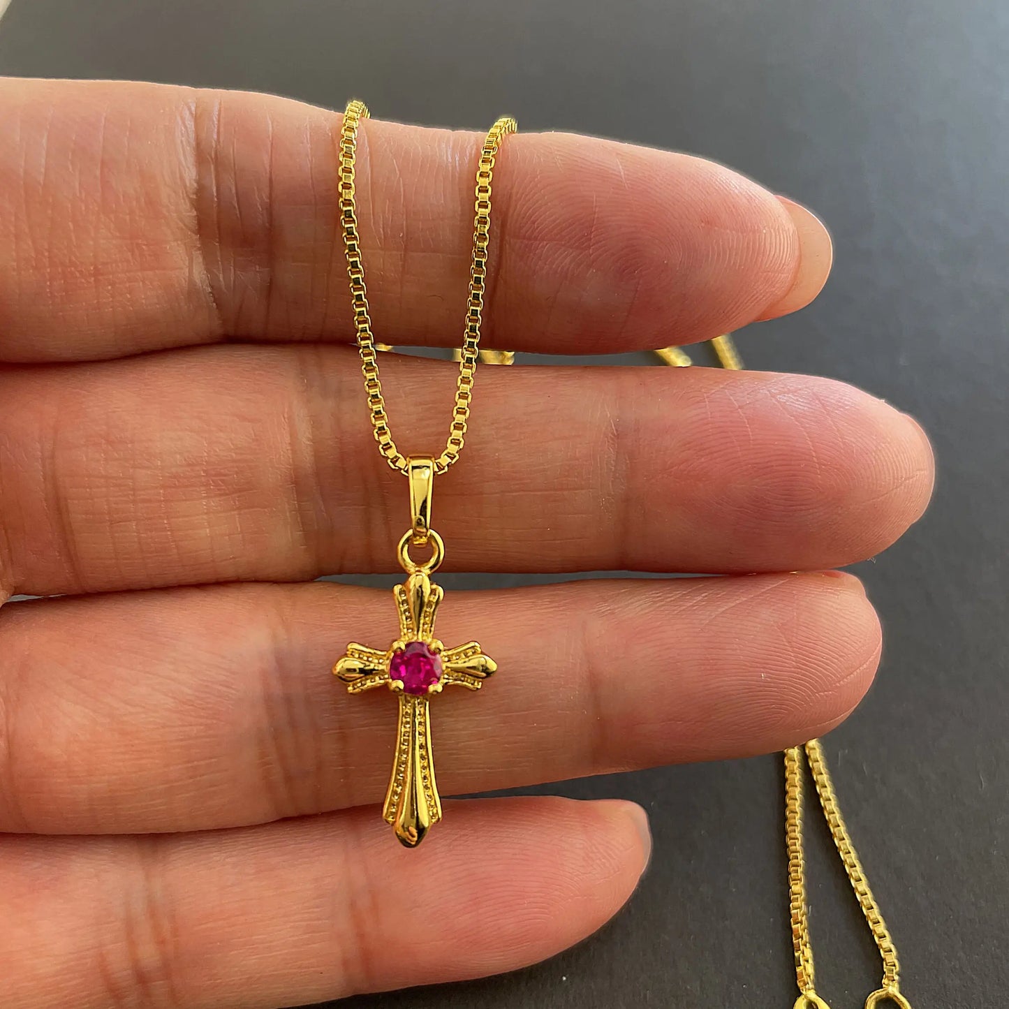 Korea Gold 24K Necklace Gold Plating Cross Necklace For Womens