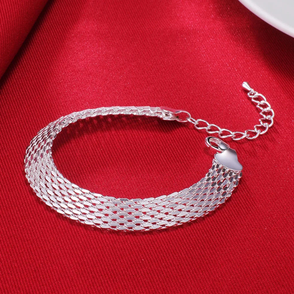 925 Sterling Silver Weaving Chain Bracelets for Women