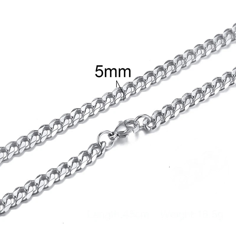 Cuban Link 3 to 7 mm Stainless Steel Necklace for Men Choker Jewelry