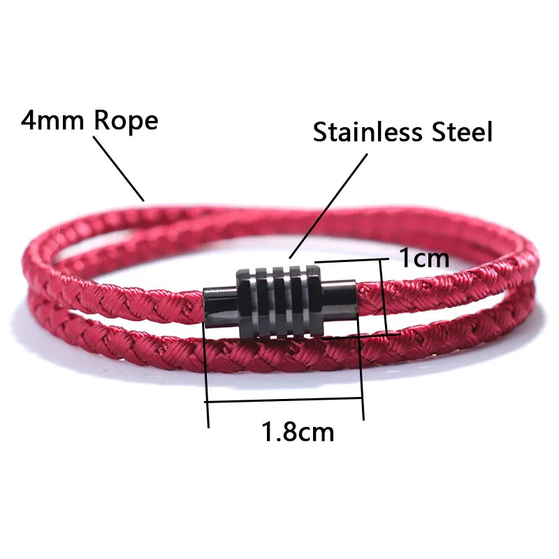 Keel Rope Stainless Steel Magentic Clasp Double Layer Mens Bracelet