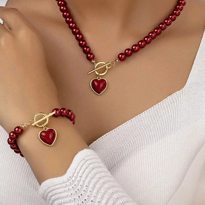 2 Pcs Womens Necklace Bracelet Jewelry Set