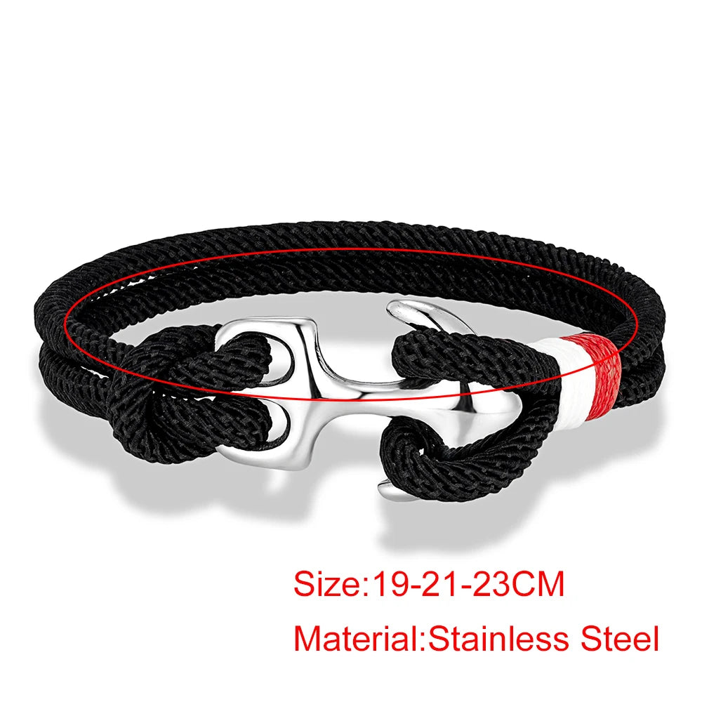 Men Women Nautical Survival Rope Bracelets Stainless Steel Anchor Buckle